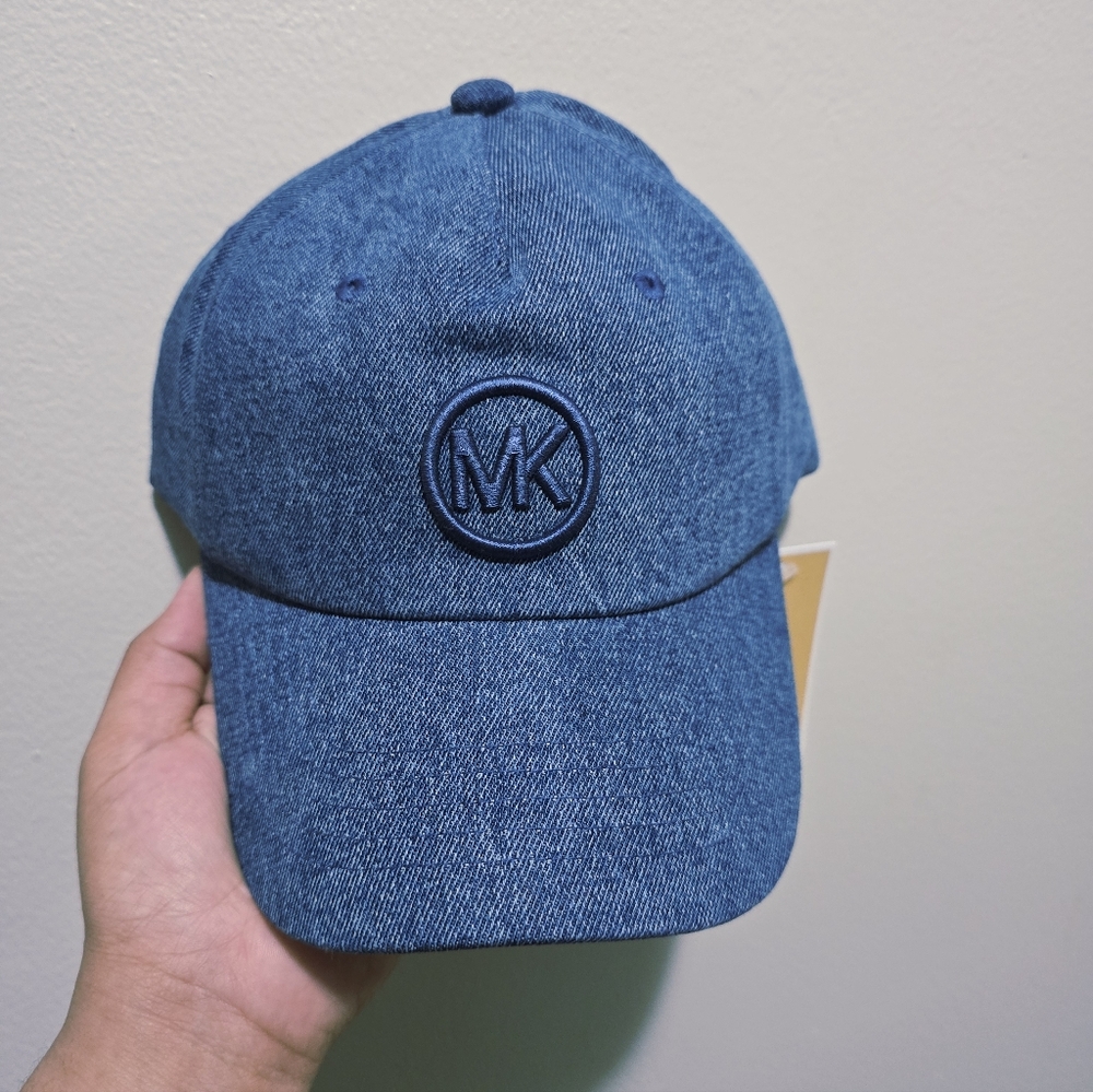Michael Kors Denim MK Logo Baseball Cap in Blue - Picture 3 of 7